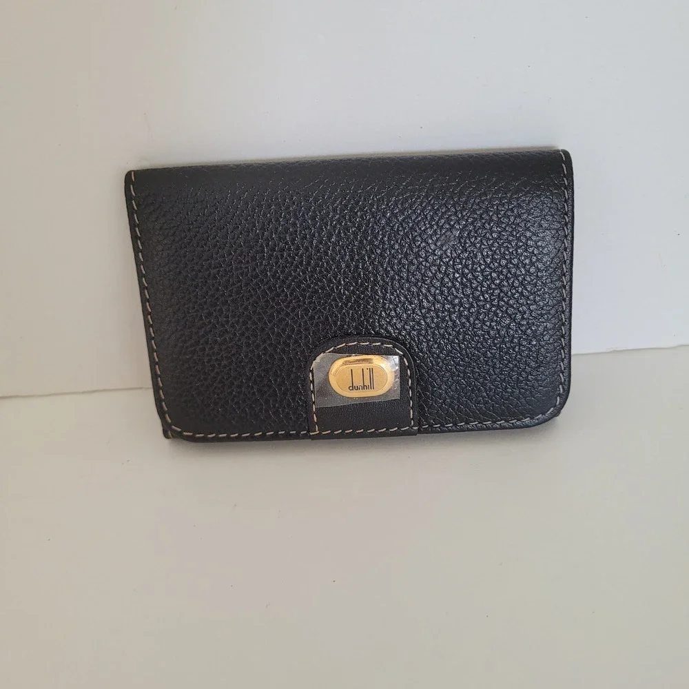 Dunhill Black Pebbled Leather 6 Hook Key Case Gold Tone Hardware Wallet